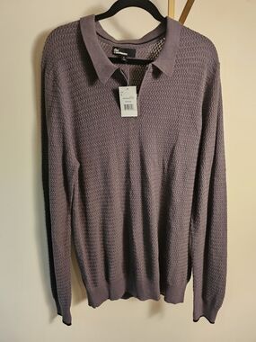 The Commons Men's Textured Collar Sweater - Gray